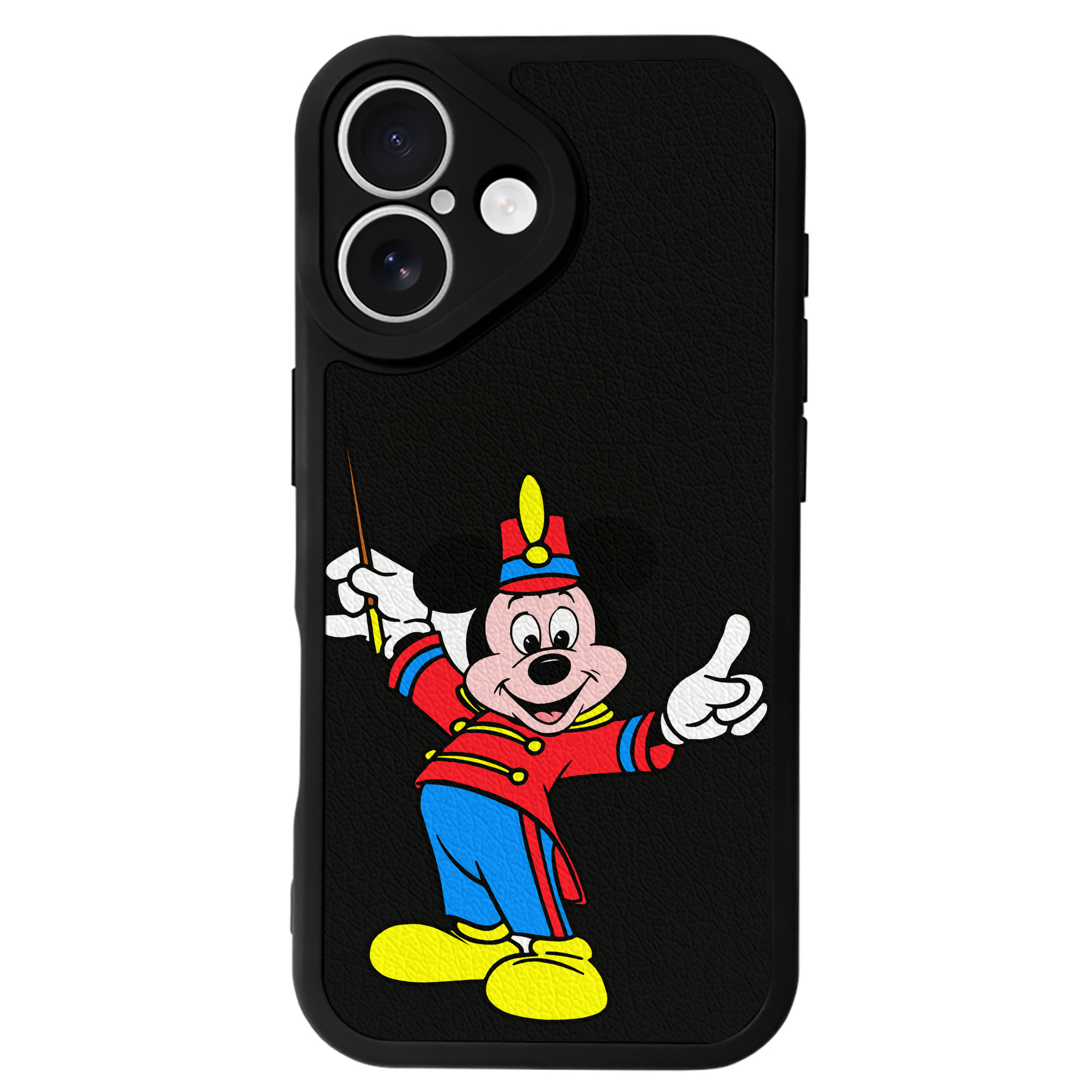 （画像用） ミッキーマウス Mickey Mouse 【iPhone 16シリーズ対応】シリコンスマホケース（レザー調） 材質：シリコン